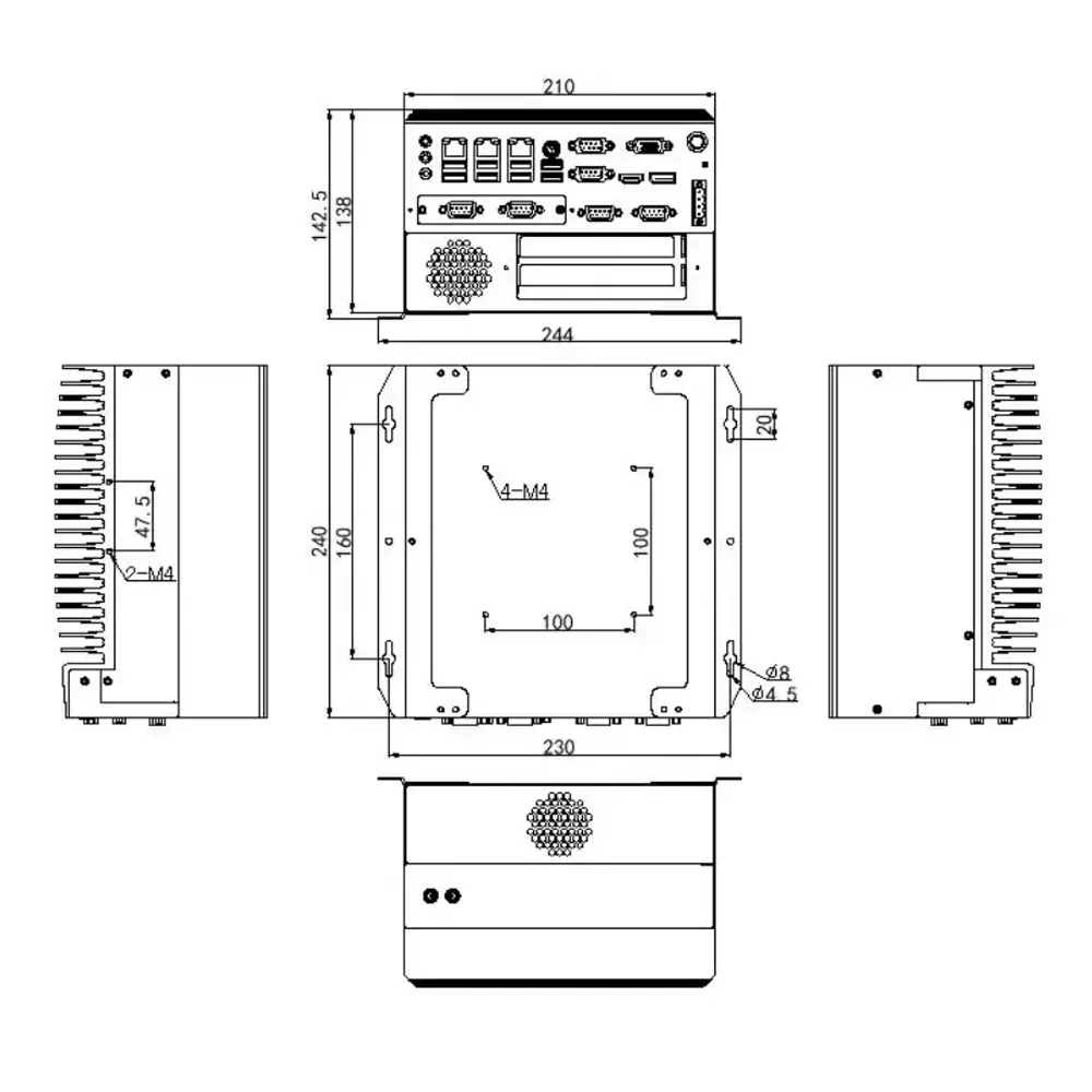 Fanless Industrial PC PCIE X16 and PCI slot